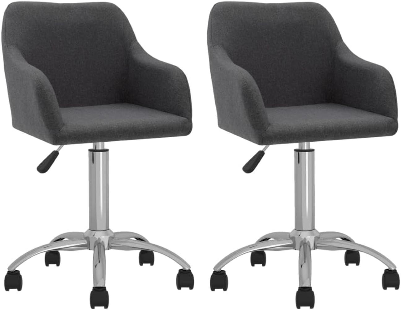 vidaXL Esszimmerstühle 2 Stk. Drehbar Dunkelgrau Stoff [330634] Bild 1