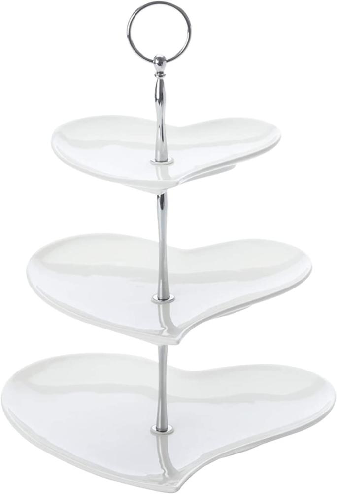 Maxwell & Williams Amore Etagere 3-stöckig, Geschenkbox, Porzellan/Metall, JX57916 / Heart Bild 1