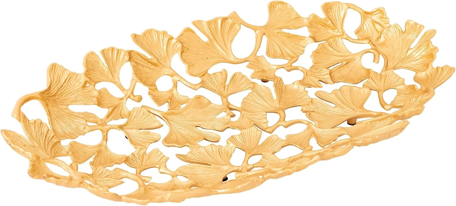 riess-ambiente Dekoschale GINKGO LEAFS 50cm gold (Einzelartikel, 1 St), Wohnzimmer · Schale · Handarbeit · Boho Bild 1