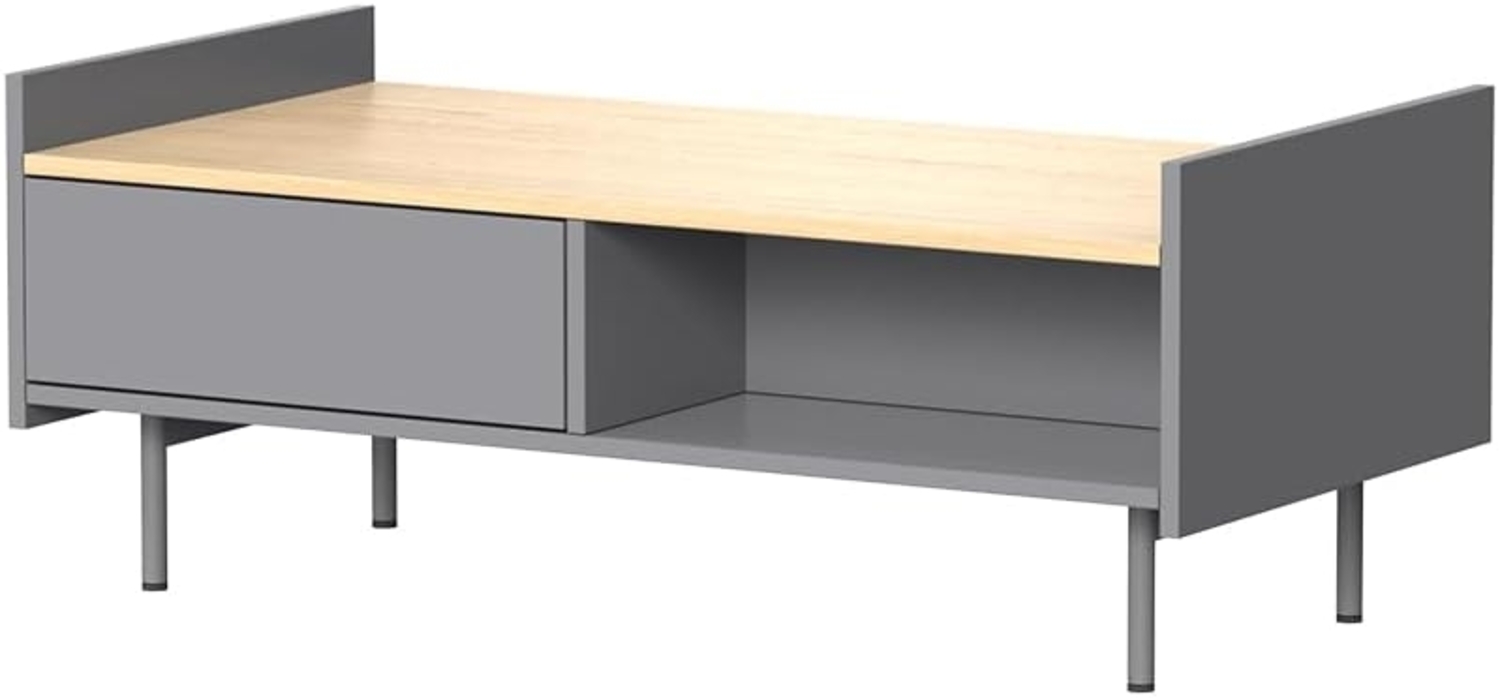 Vicco Couchtisch Grau/Eiche 100x50 cm mit 2 Schubladen, Velina Bild 1