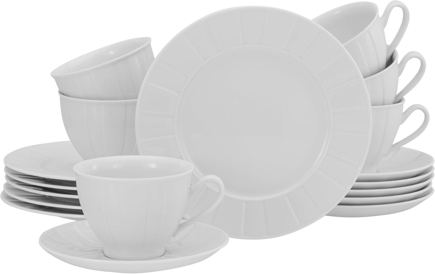 CreaTable 17607 Kaffeeservice Barcelona für 6 Personen, Porzellan, weiß (1 Set, 18-teilig) Bild 1