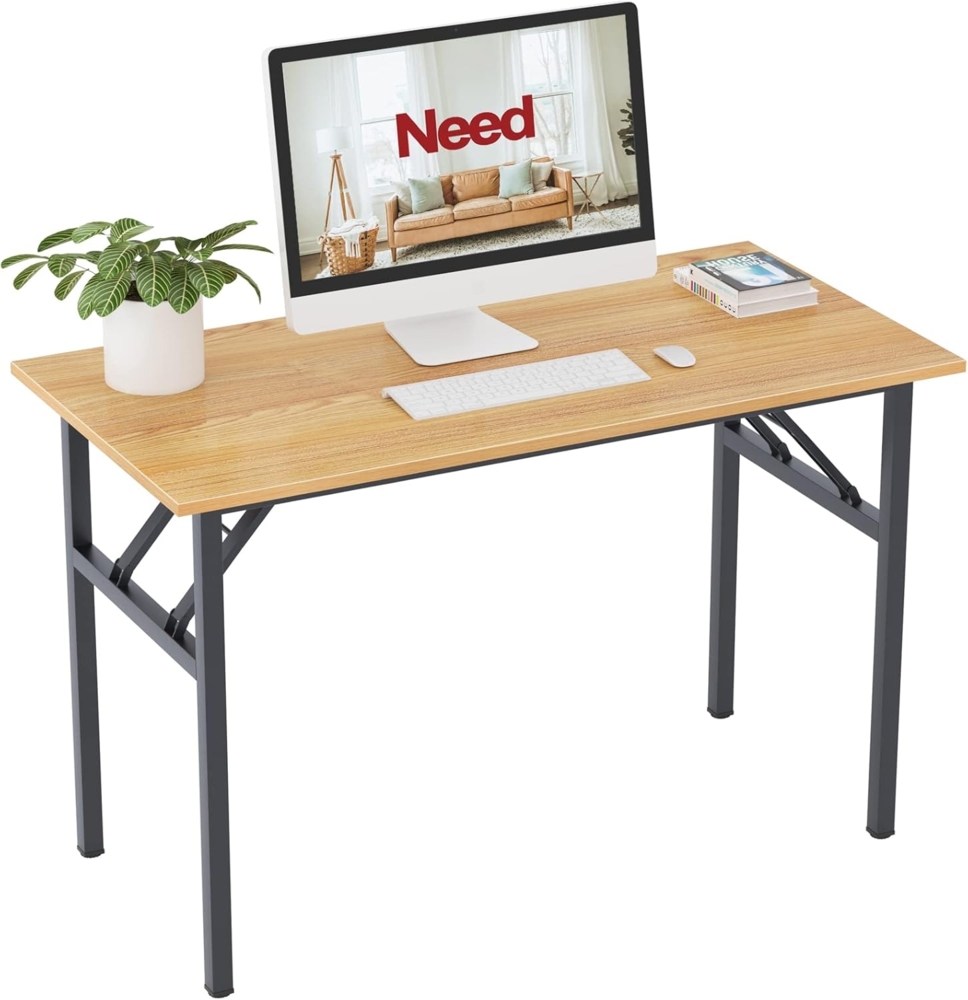 Need Klapptisch Computertisch Schreibtisch Klassischer Klappbarer Tisch 120CM aus Holzwerkstoffen und Metallframe,Konferenztische,PC Tisch Bürotisch Esstisch für Zuhause und Büro,120 * 60CM,AC5BB Bild 1