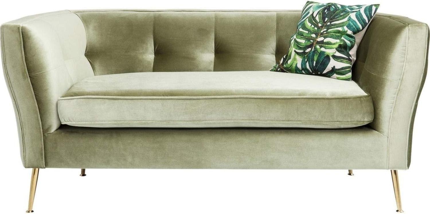 Kare Design Rimini, 2-Sitzer Sofa, Kiefer Massivholz, Grün, Sitzhöhe 47cm, Samt Look, Mid-Century Look, Couch, Wohnzimmer, (H/B/T) 76 x 170 x 86 cm Bild 1