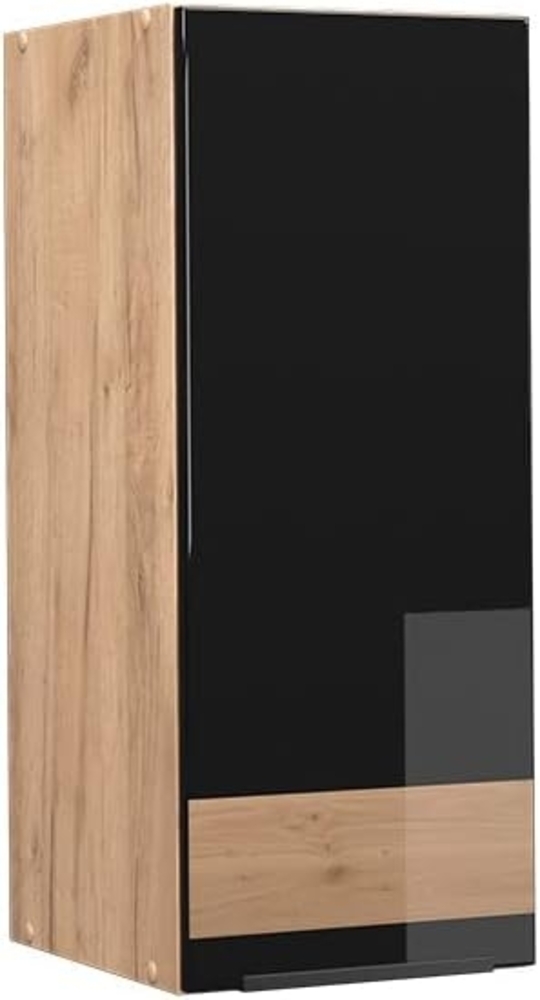 Vicco Hängeschrank Fame-Line, Schwarz-Eiche Hochglanz/Goldkraft Eiche, 30 cm Bild 1