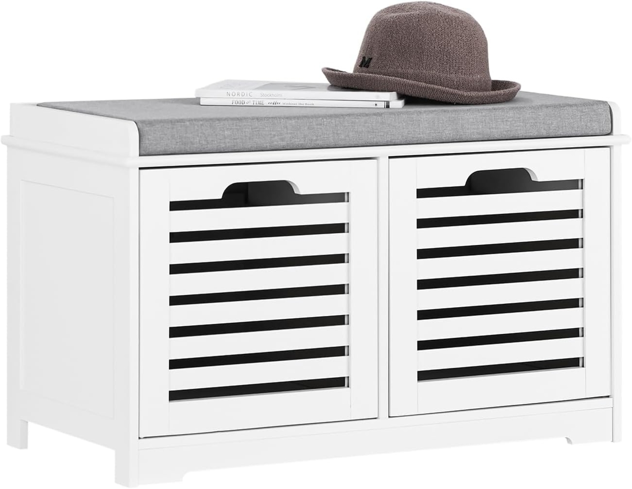 SoBuy FSR23-K-W Moderne Schuhtruhe Sitzkommode mit 2 Körben Sitzbank Schuhschrank mit Sitzkissen Spieltruhe Bild 1