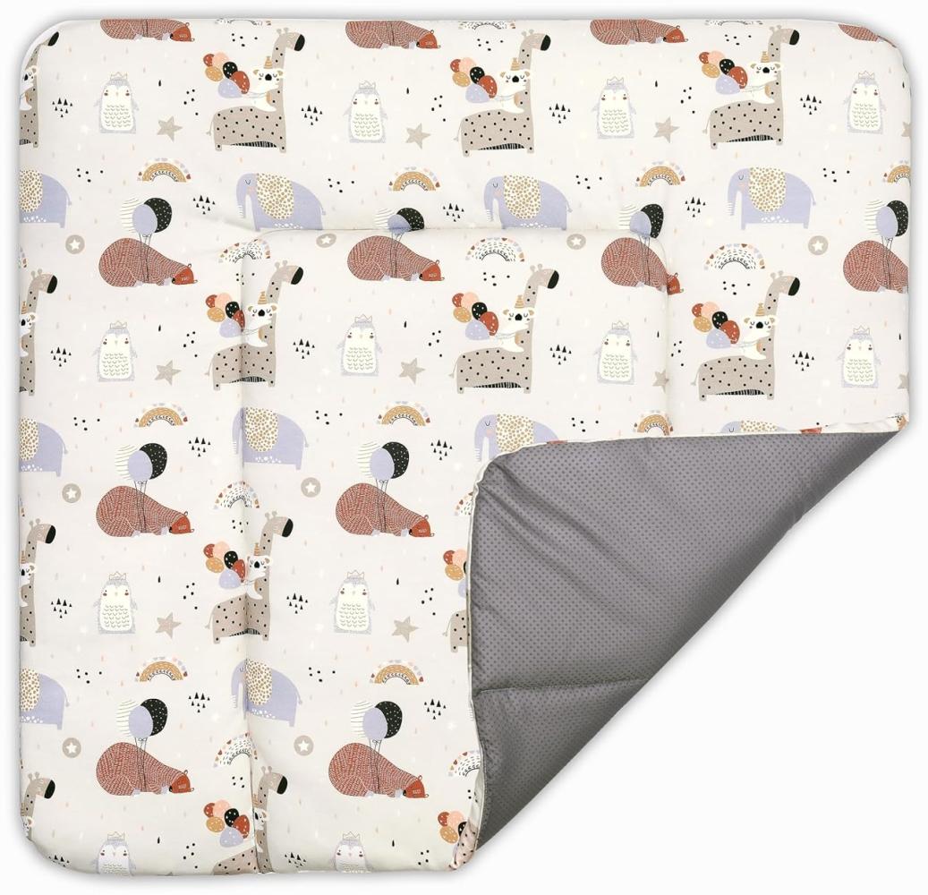 BONKY® Wickelauflage 75x72 cm - aus hautfreundlicher Baumwolle - Wickelunterlage mit rutschfeste Unterseite - Baby Wickeltischauflage - Mega weich und angenehm - Made in EU - Giraffe Bild 1