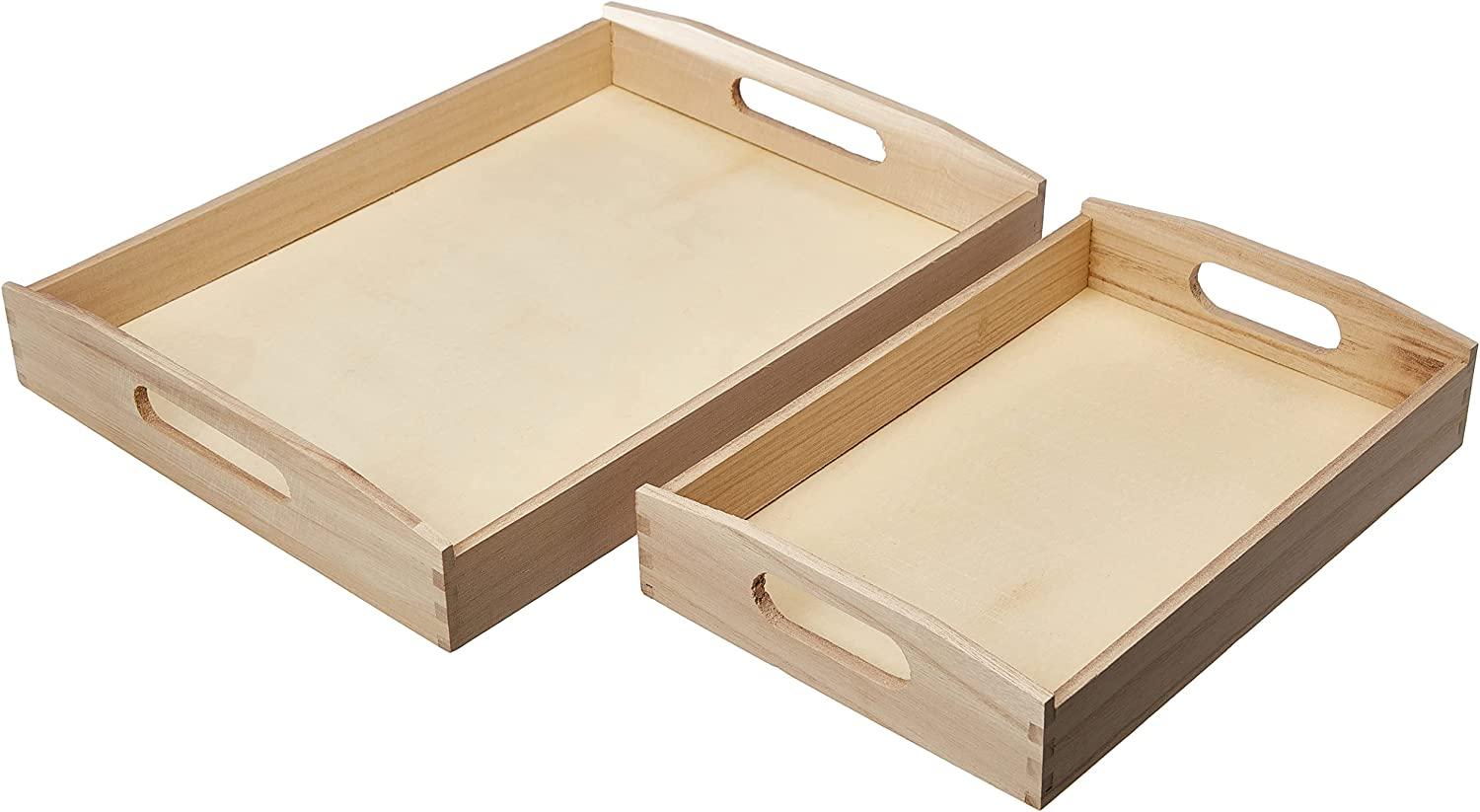 RAYHER 6208400 - Holz-Tablett-Set, 2 Größen, 30x20 cm, 39x28 cm Bild 1