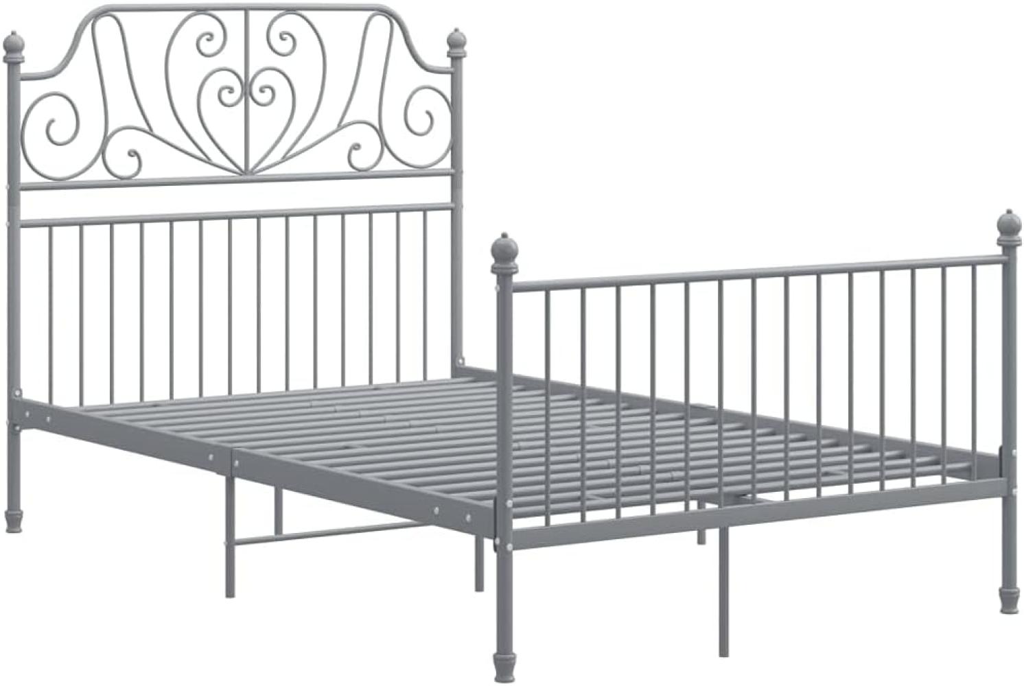 vidaXL Bettgestell Metallbett Schlafzimmer Bett Doppelbett Schlafzimmermöbel Bettrahmen Lattenrost Pulverbeschichtetes Metall Grau 120x200cm Bild 1