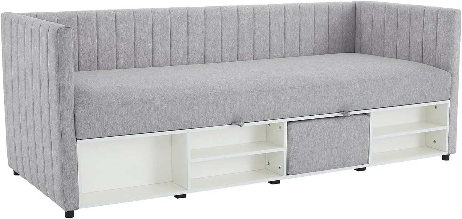 Vente-unique - Bett Klappsofa mit Bettkasten - 80 x 200 cm - Stoff - Grau - LAOZIA Bild 1