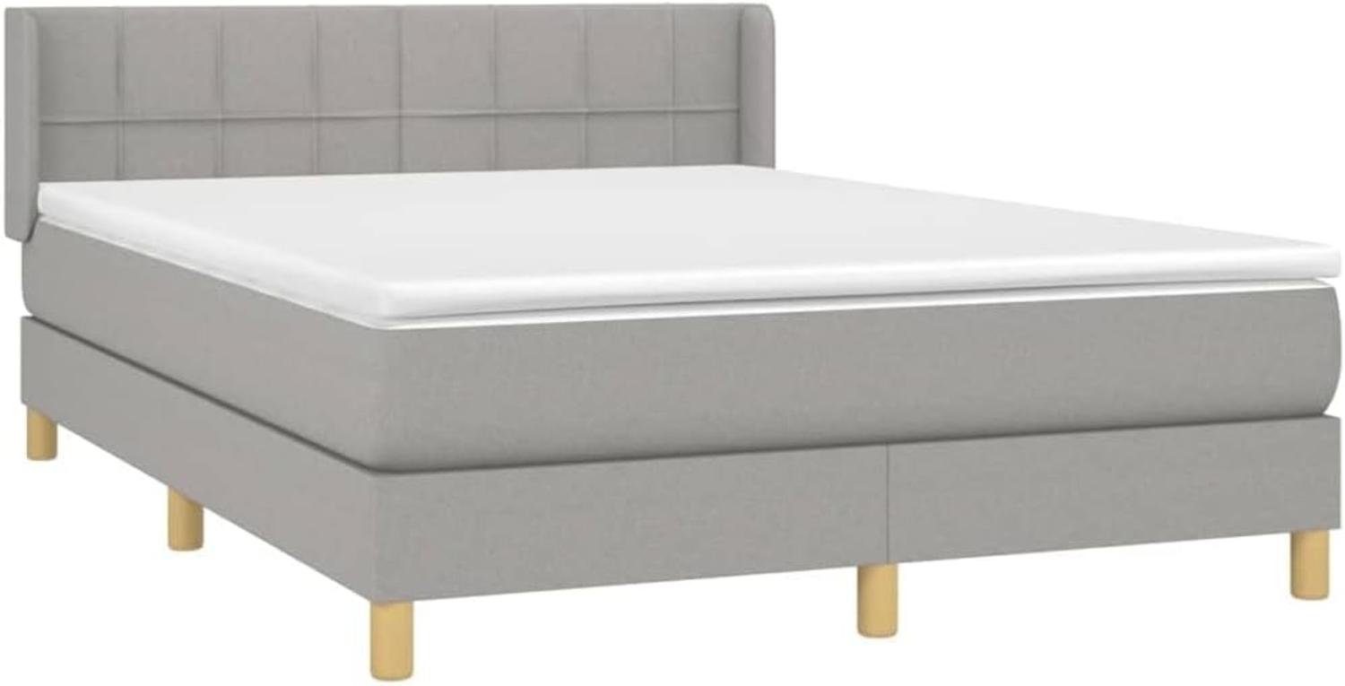 vidaXL Boxspringbett mit Matratze Hellgrau 140x190 cm Stoff Bild 1