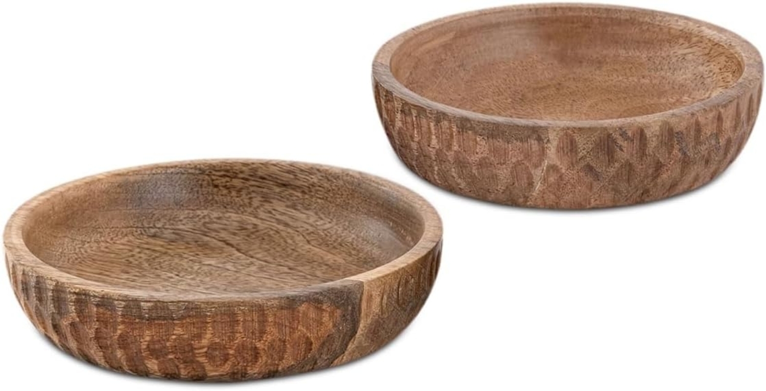 Amagohome Dekoschale Holzschale 2er Set ø15/17cm H4cm Dekoschale rund Mangoholz massiv Bild 1