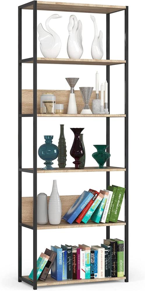 AKORD | Loft 70 cm Bücherregal | Moderner Schrank | Minimalistisch | Bücher Regal | Robust | Für Zuhause | Für das Büro | 6 Fachböden | Einfache Montage | 24 Monate Garantie Bild 1