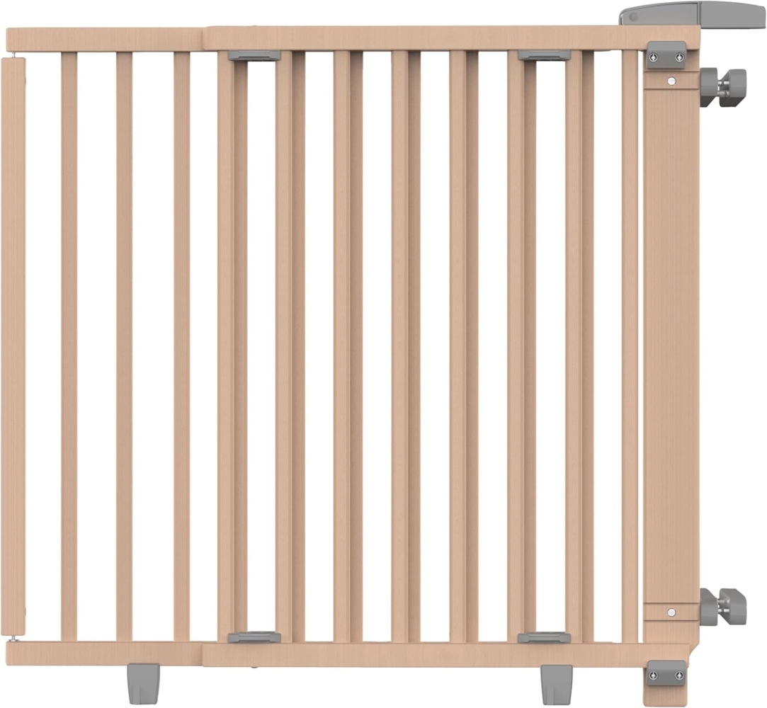 Geuther 2735+ ECO schwenkbares Treppenschutzgitter | Passung: 95 cm - 135 cm | TÜV/GS zertifiziert | Türschutzgitter | einfache Montage | hohes Babygitter | stufenlos einstellbar | unbehandeltes Holz Bild 1