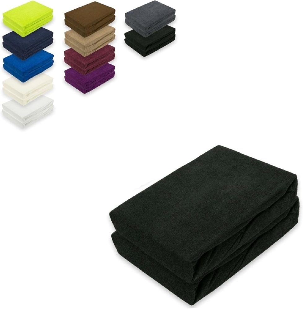 Frottee Spannbettlaken Doppelpack 60 - 70 x 140 cm Schwarz Bild 1