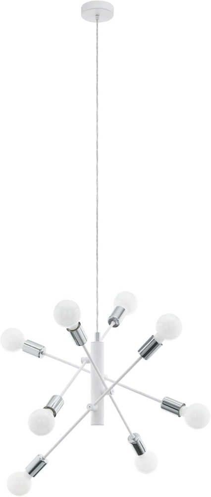 Eglo 98017 Pendelleuchte GRADOLI E27 8X40W weiß, chrom Ø71cm H:110cm dimmbar, individuell schwenkbar Pendelleuchte GRADOLI weiß, chrom Ø71cm H:110cm - individuell schwenkbar Bild 1