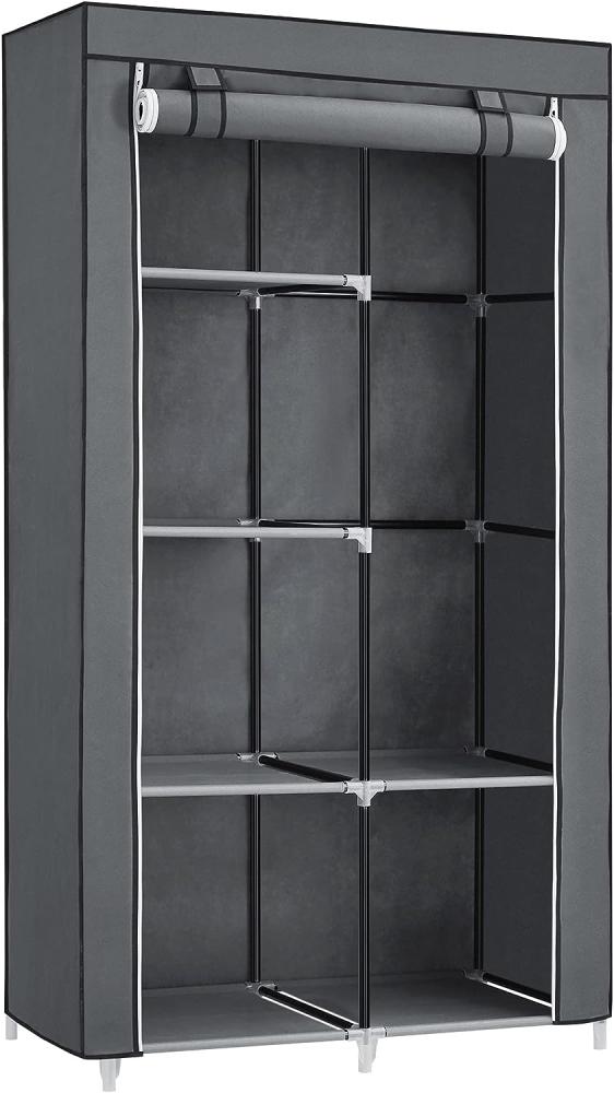 Kleiderschrank Stoffschrank Faltschrank mit 2 Kleiderstange (belastbar bis 25 kg) 7 Montagearten, 88 x 45 x 168cm ideal für Wohnzimmer, Schlafzimmer, Garage, Keller（Grau）RYG84G Bild 1