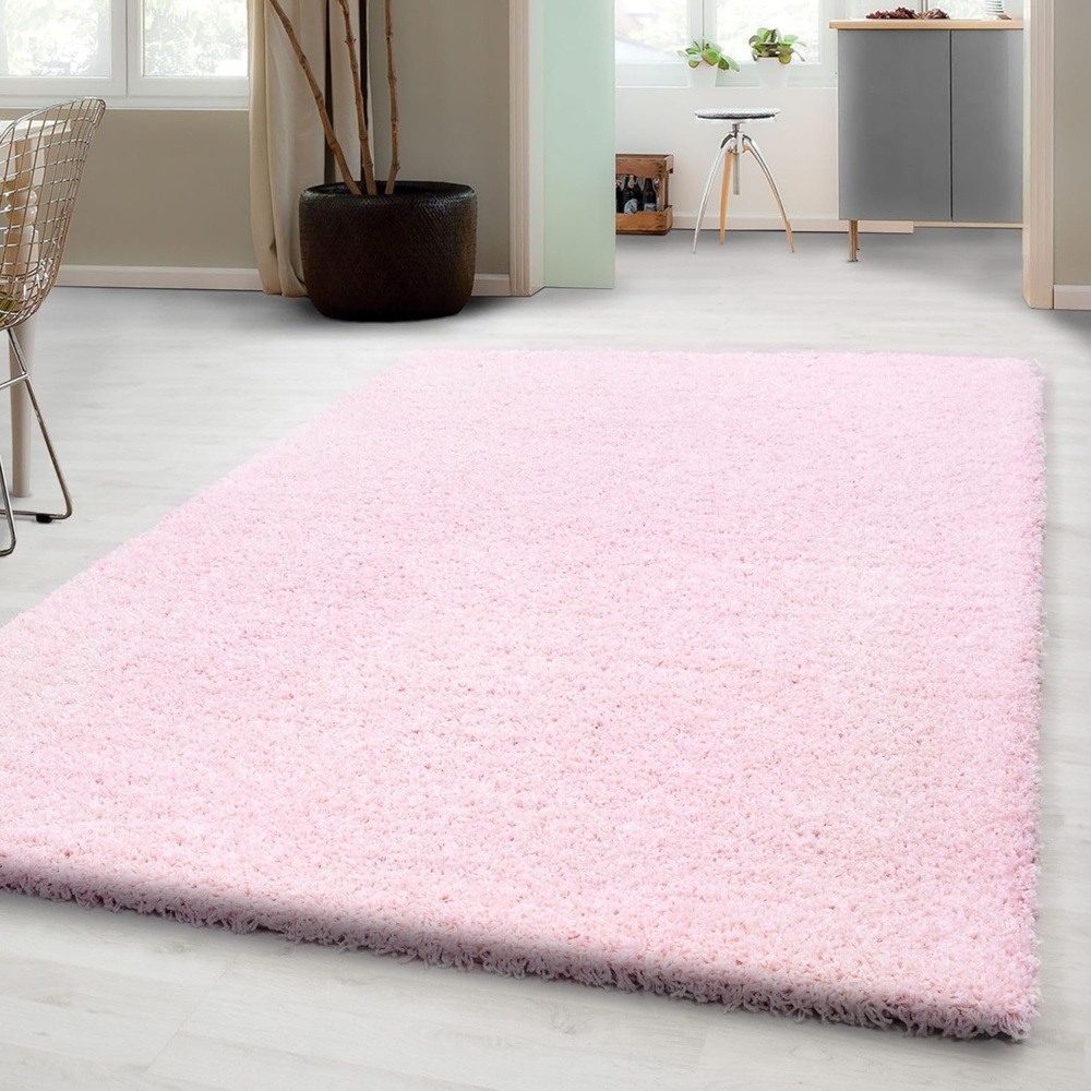 Carpetsale24 Shaggy Hochflor Teppich Läufer Flur 80x150 cm Rosa-1 - Weicher, Flauschiger Teppich Wohnzimmer – Moderner, Rutschfester Badezimmerteppich & Küchenläufer, Bettvorleger Schlafzimmer Bild 1