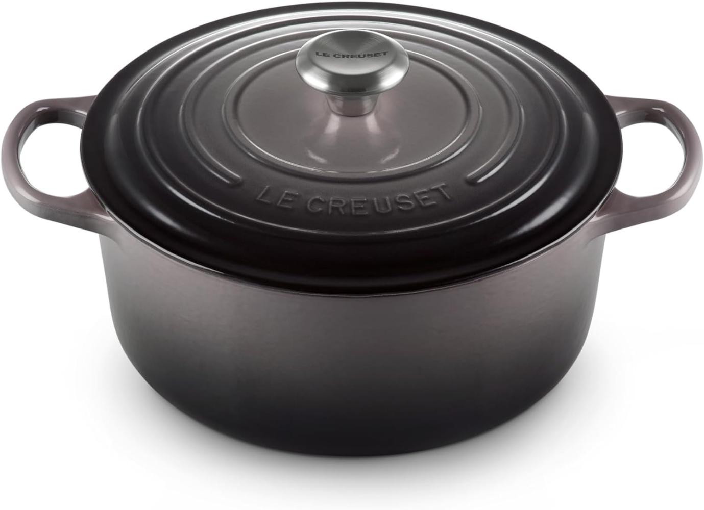 Le Creuset Signature Gusseisen-Bräter mit Deckel, Für alle Herdarten und Induktion geeignet, Rund, Flint, 26,0 cm, 5.3 Bild 1