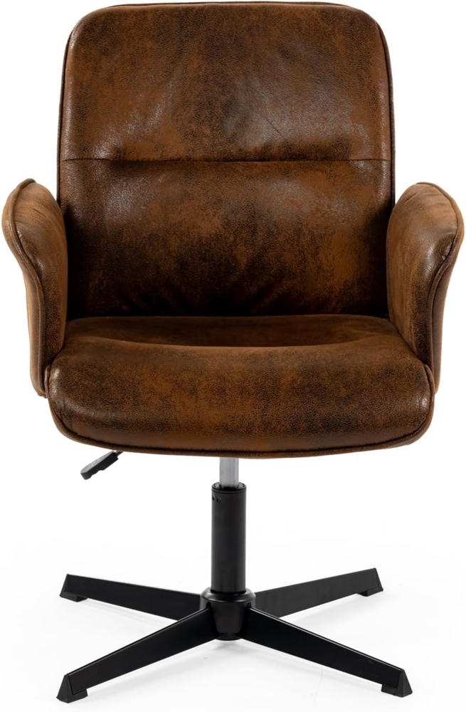 MEUBLE COSY Bürostuhl Ergonomisch Schreibtischstuhl mit höhenverstellbar Armlehnen 360° Drehbar Schminkstuhl Sessel für Büro Wohnzimmer Schlafzimmer Vanity, Wildleder, Braun Bild 1