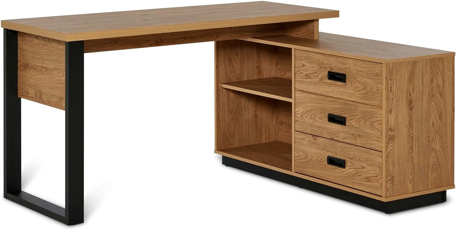 Jahnke Riva Eckschreibtisch C 150 E Montana Eiche/Schwarz Bild 1