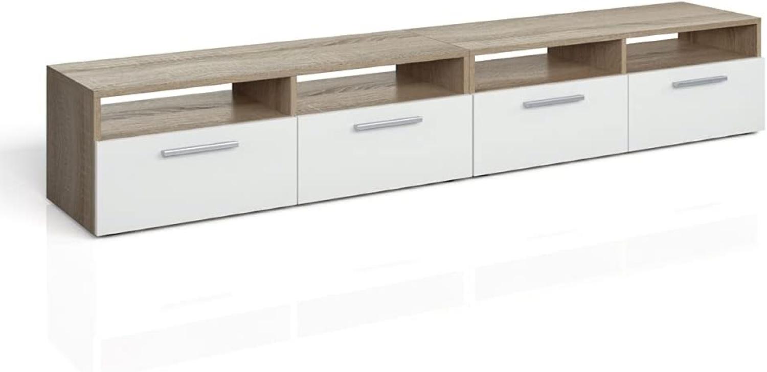 Vicco Lowboard Diego Fernsehschrank Sideboard TV Fernsehtisch Sonoma Weiß Bild 1