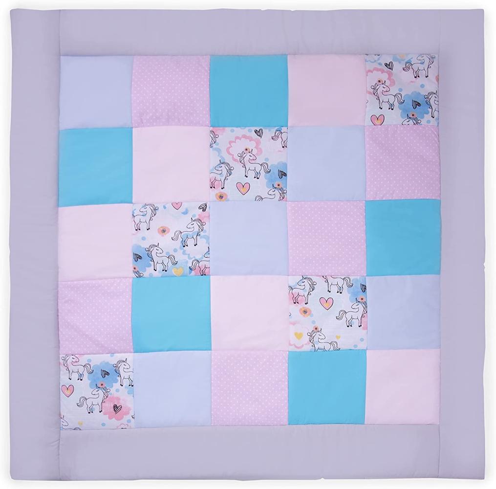 Amilian Krabbeldecke; Patchworkdecke; Krabbelmatte; Spieldecke; Laufgittereinlage; Matte; Decke; Kuscheldecke; Spielmatte als Geschenk für Baby, Kinder; Erstausstattung; Patchwork: M124 (145x145 cm) Bild 1