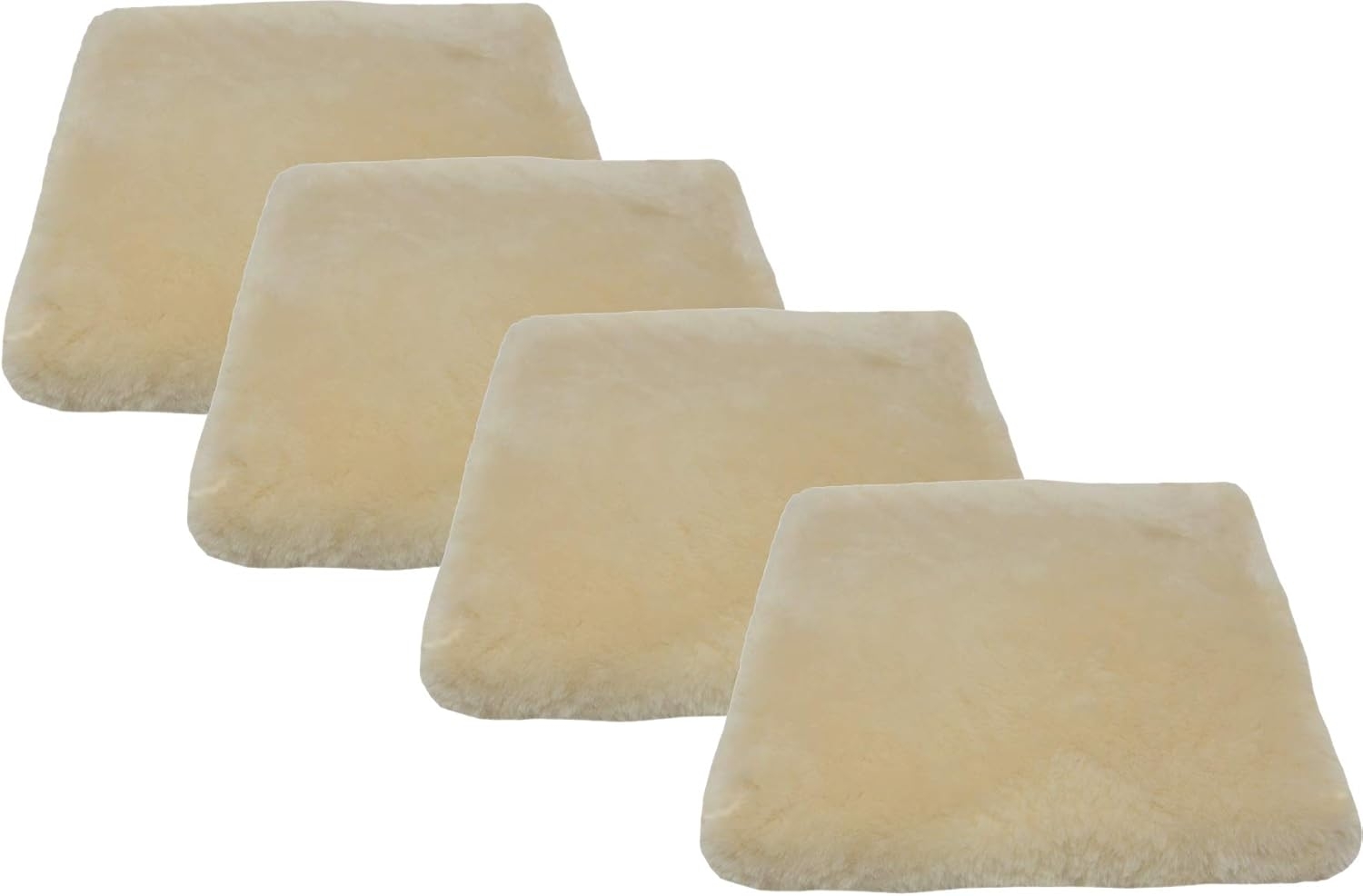 Reissner Lammfelle 4er Set Sitzkissen Lammfell Vollfell Siki KISSEN-VF-40-Set4-BEI (Rollstuhlauflage Katzenbett) VF 40x40 cm beige perl Bild 1