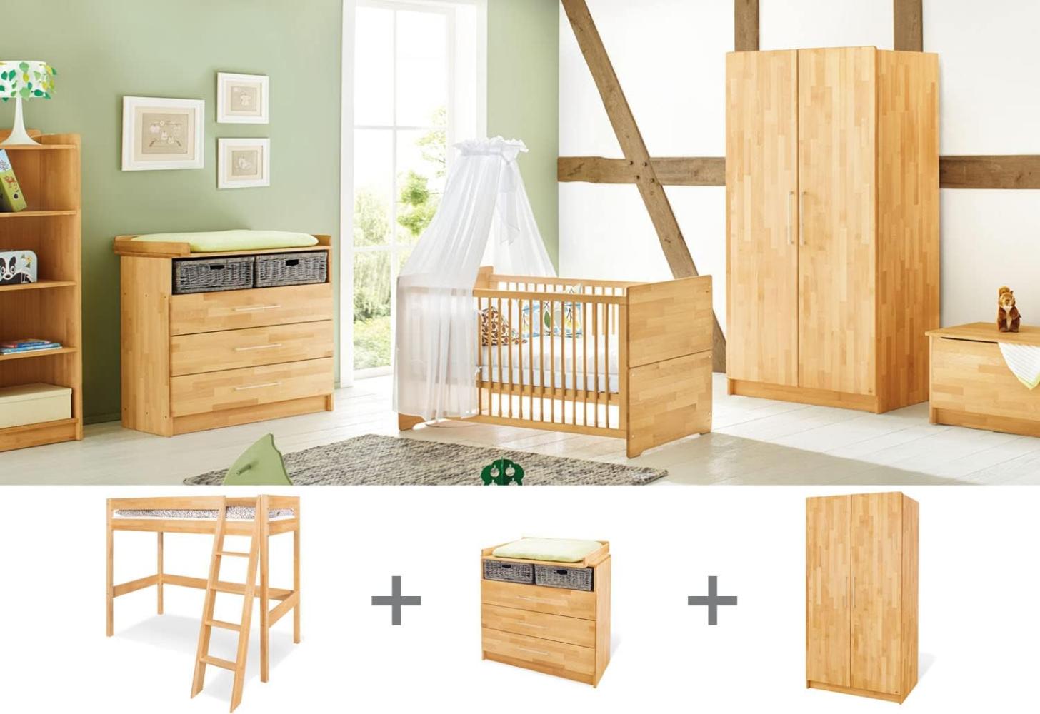 Pinolino Kinderzimmer Set Jugendzimmer 'Natura' breit mit Hochbett, 3-tlg. Bild 1