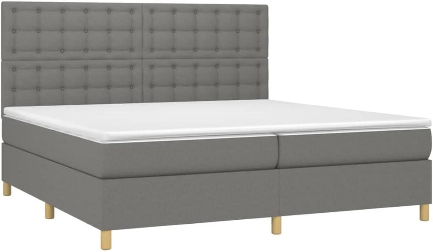 vidaXL Boxspringbett mit Matratze Dunkelgrau 200x200 cm Stoff, Härtegrad: H2 [3142682] Bild 1