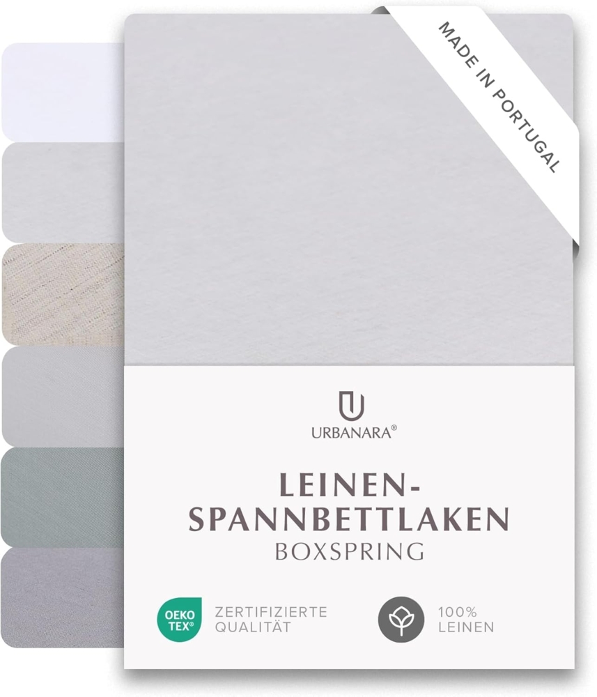 Urbanara Spannbettlaken Toulon - 100% europäisches Leinen, Leinen, Gummizug: rundum, (1 Stück), Steghöhe 40 cm, gewaschen, atmungsaktiv, temperaturregulierend Bild 1