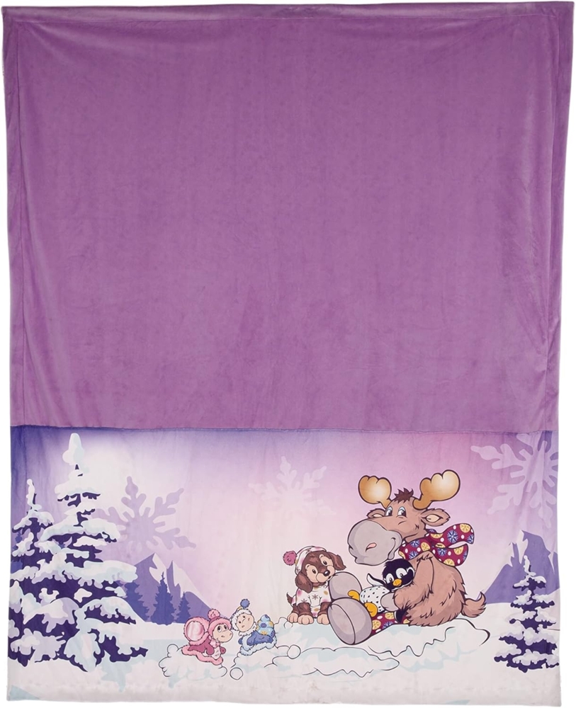 NICI 49333 Cosy Winter 140x175 cm lila-Nachhaltige Kuscheldecke für Babys & Kinder-Flauschige Plüschdecke-Warme Decke für Mädchen & Jungen Bild 1