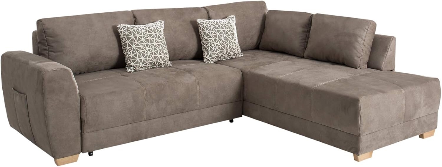 riess-ambiente Ecksofa NORWAY 255cm taupe, mit Bettfunktion und Bettkasten Bild 1