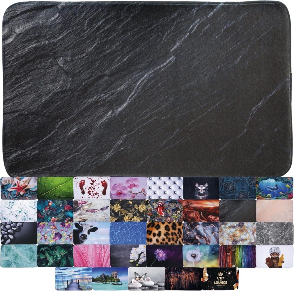 Sanilo Badematte Granit, rutschhemmend, waschbar, schnelltrocknend, Polyester, rechteckig, sehr weich, hochwertig & modern, 50 x 80 cm oder 70 x 110 cm Bild 1