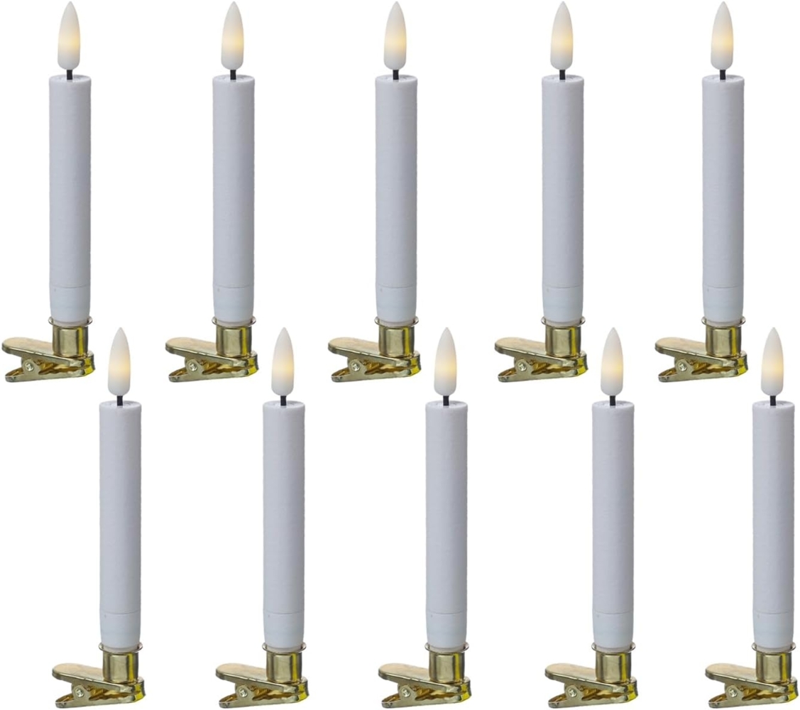 MARELIDA LED-Christbaumkerzen Baumkerzen mit Clip 10 Weihnachtskerzen Baumbeleuchtung kabellos Fernb, 10-flammig Bild 1