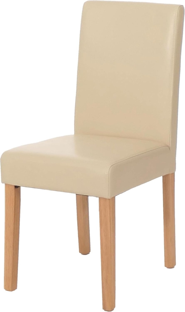 Esszimmerstuhl Littau, Küchenstuhl Stuhl, Kunstleder ~ creme, helle Beine Bild 1