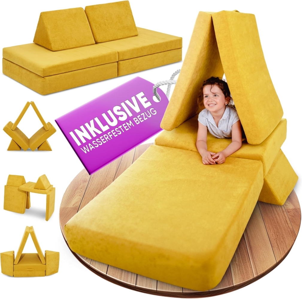Linodino Kindersofa Spielsofa I aus Schaumstoff Bausteine I Spielcouch für Kinder, Wasserfeste Unterbezüge, Waschbare Chenille Bezüge 30° Bild 1