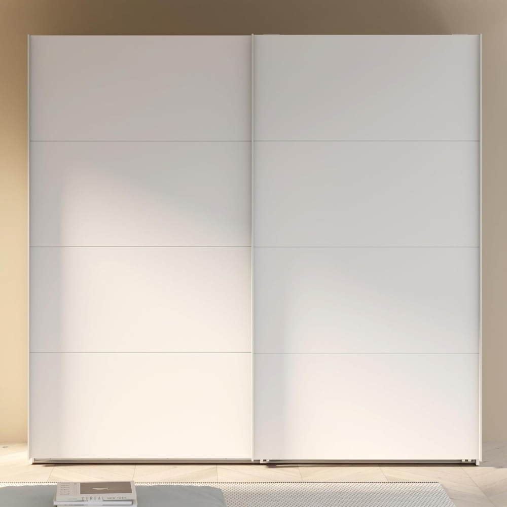 Forte SOPHISTISPACE Kleiderschrank 220, 2-türiger Schwebetürenschrank mit Einlegeböden und Kleiderstange, Weiß, 220,1 cm breit, 210,5 cm hoch, 62,9 cm tief Bild 1