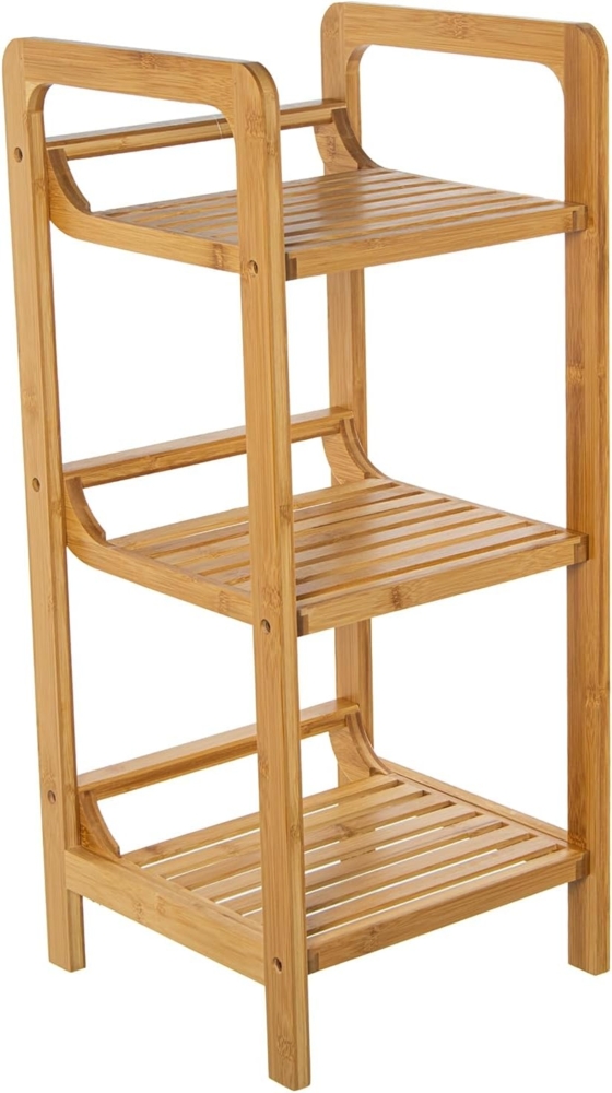 DRW Badezimmerregal mit 3 Ablagen aus Holz, Natur, 30 x 30 x 70 cm Bild 1