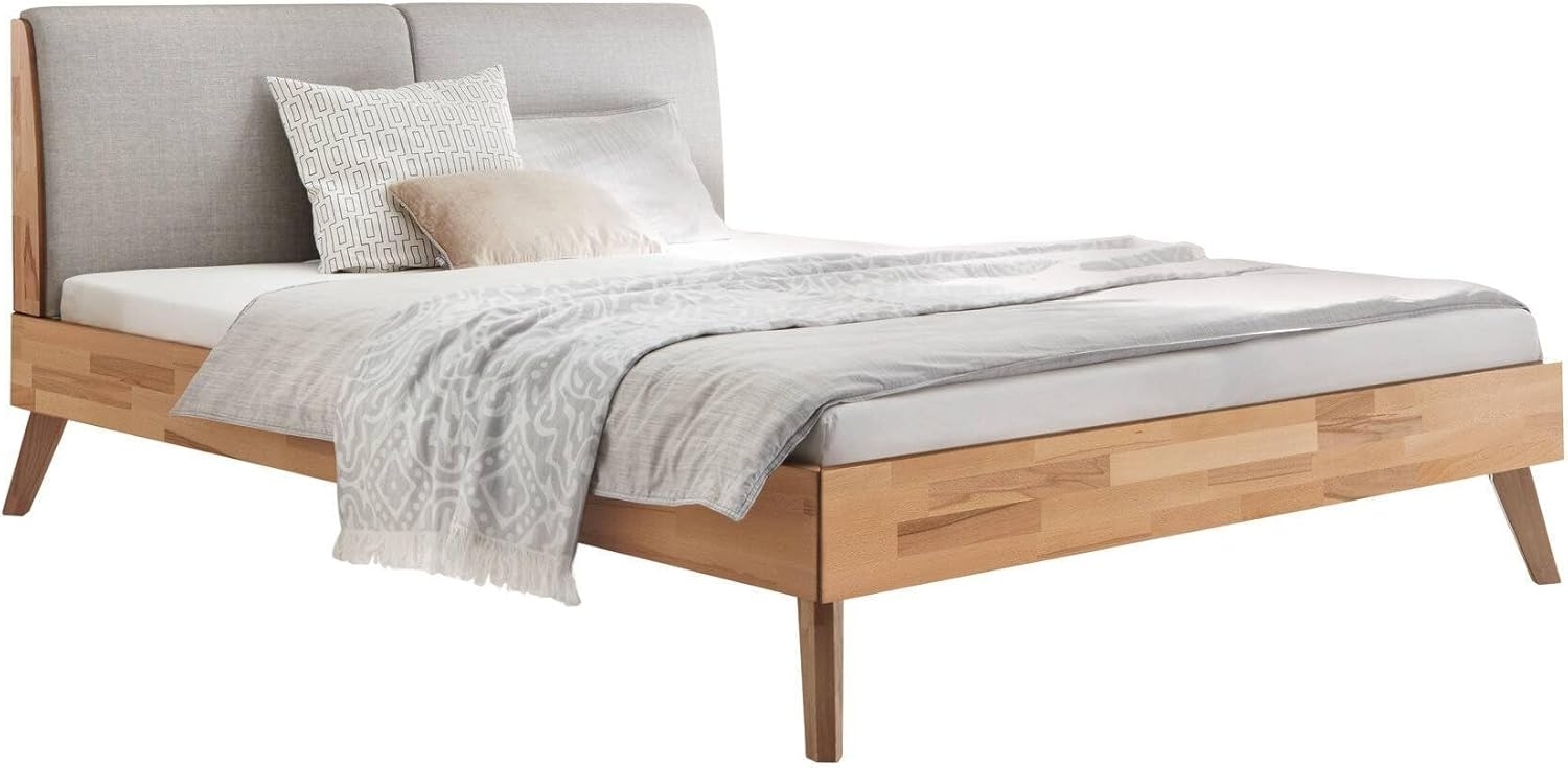 Hasena Trento 16 Simone Bettgestell Fusshöhe 20 cm Massivholzbett Kopfteil gepolstert, 140x200 cm Bild 1