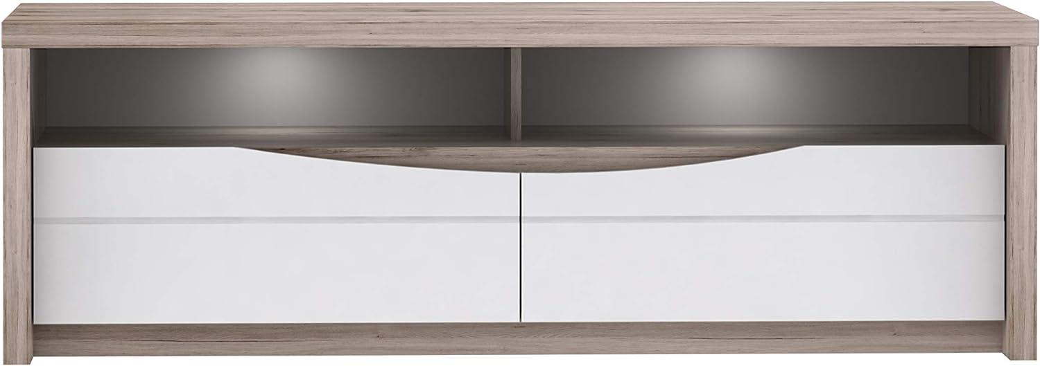 FORTE Saint Tropez TV-Unterschrank mit LED Beleuchtung, Holzwerkstoff, Beige/Braun/Weiß, 147,7 x 49,3 x 52,7 cm Bild 1