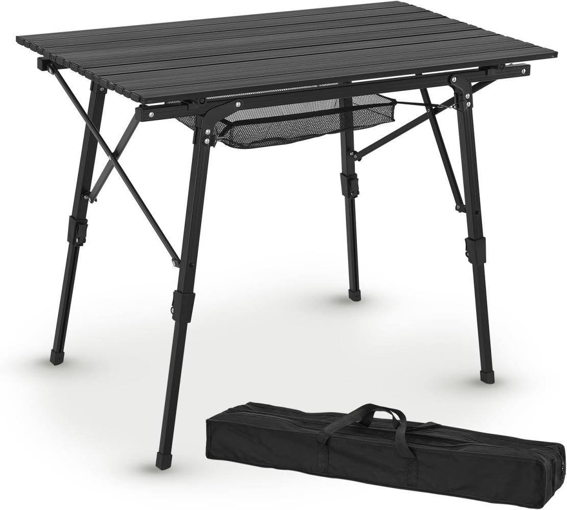 Juskys 'Picco' Campingtisch, klappbar, höhenverstellbar - Aluminium schwarz, 90 x 52 cm Bild 1