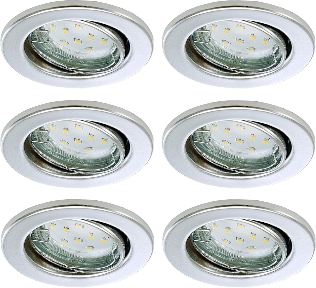 TRANGO LED Einbauleuchte, 6er Set 6729-068-5WAK Einbaustrahler in Rund Chrom inkl. 6x 5 Watt GU10 LED Leuchtmittel 3000K warmweiß & 6x GU10 Lampenfassung, Deckenspots, Einbauspots, Deckenleuchte Bild 1