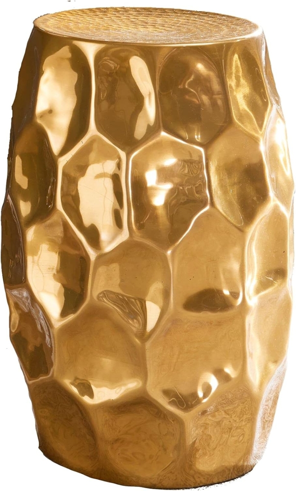 Kadima Design Orientalischer Beistelltisch "Enns": Hammerschlag-Design, Aluminium, pflegeleicht. Gold, 30x30x47 cm Bild 1