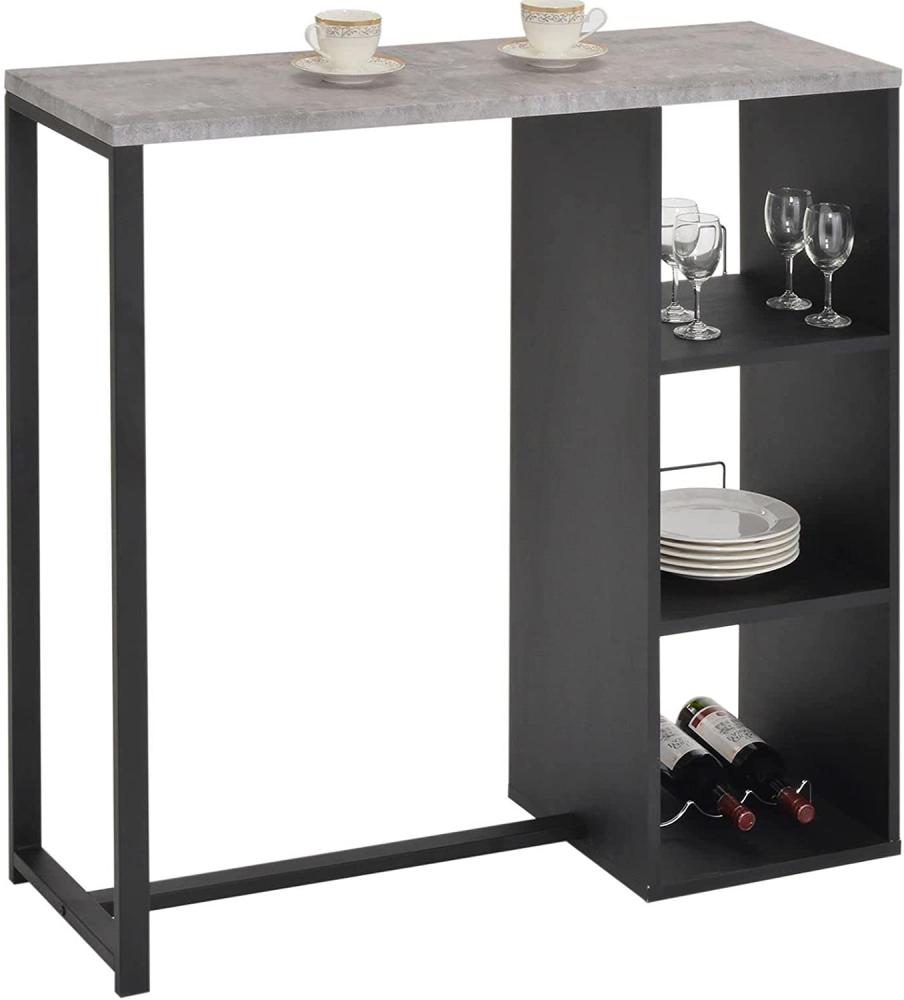 IDIMEX Bartisch PIAVA, schöner Stehtisch mit Regal, Moderne Küchentheke mit Metallgestell in schwarz, schöner Bartresen mit Flaschenhalterung, praktische Küchenbar in Betonfarben Bild 1