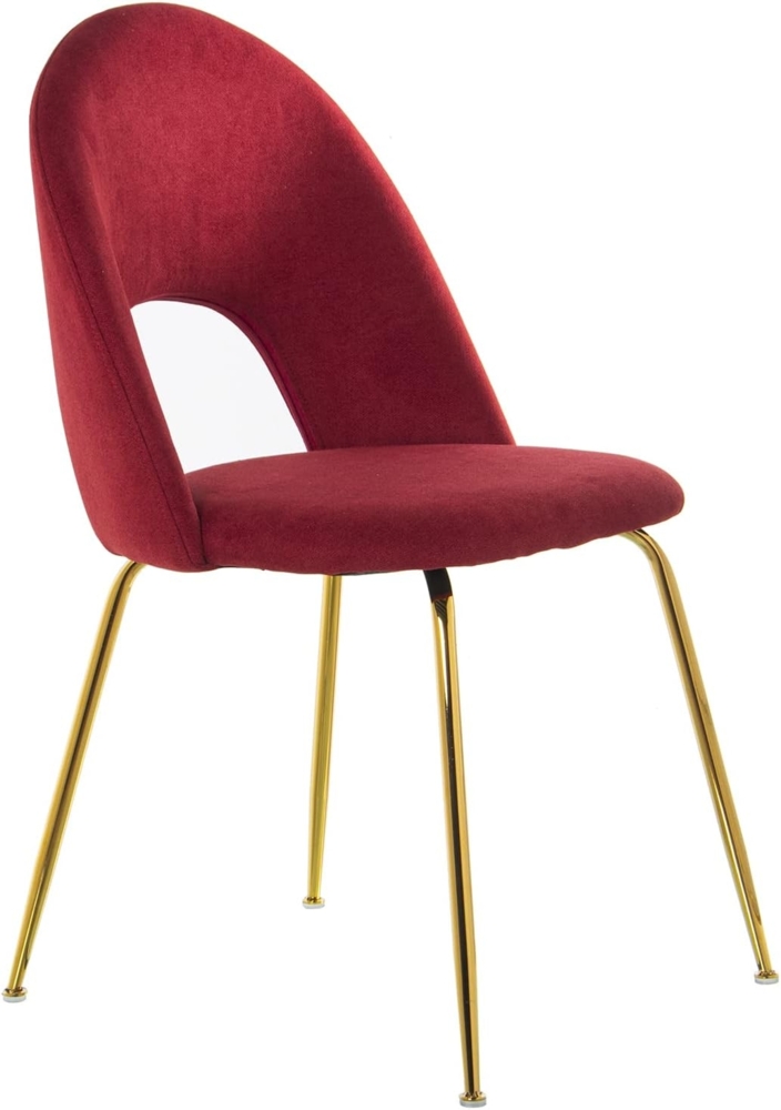 DRW Set mit 4 Stühlen aus Samt und Metall in Rot und Gold 50 x 51 x 86 cm, H. Sitzfläche: 47 cm, Grande Bild 1