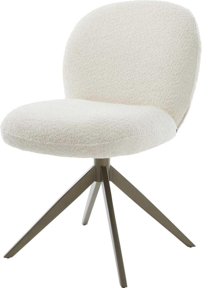 Drehstuhl Nube-Flex Bouclé Weiß Kreuzgestell breit Effektfinish Titan 360° drehbar Taschenfederkern Bild 1