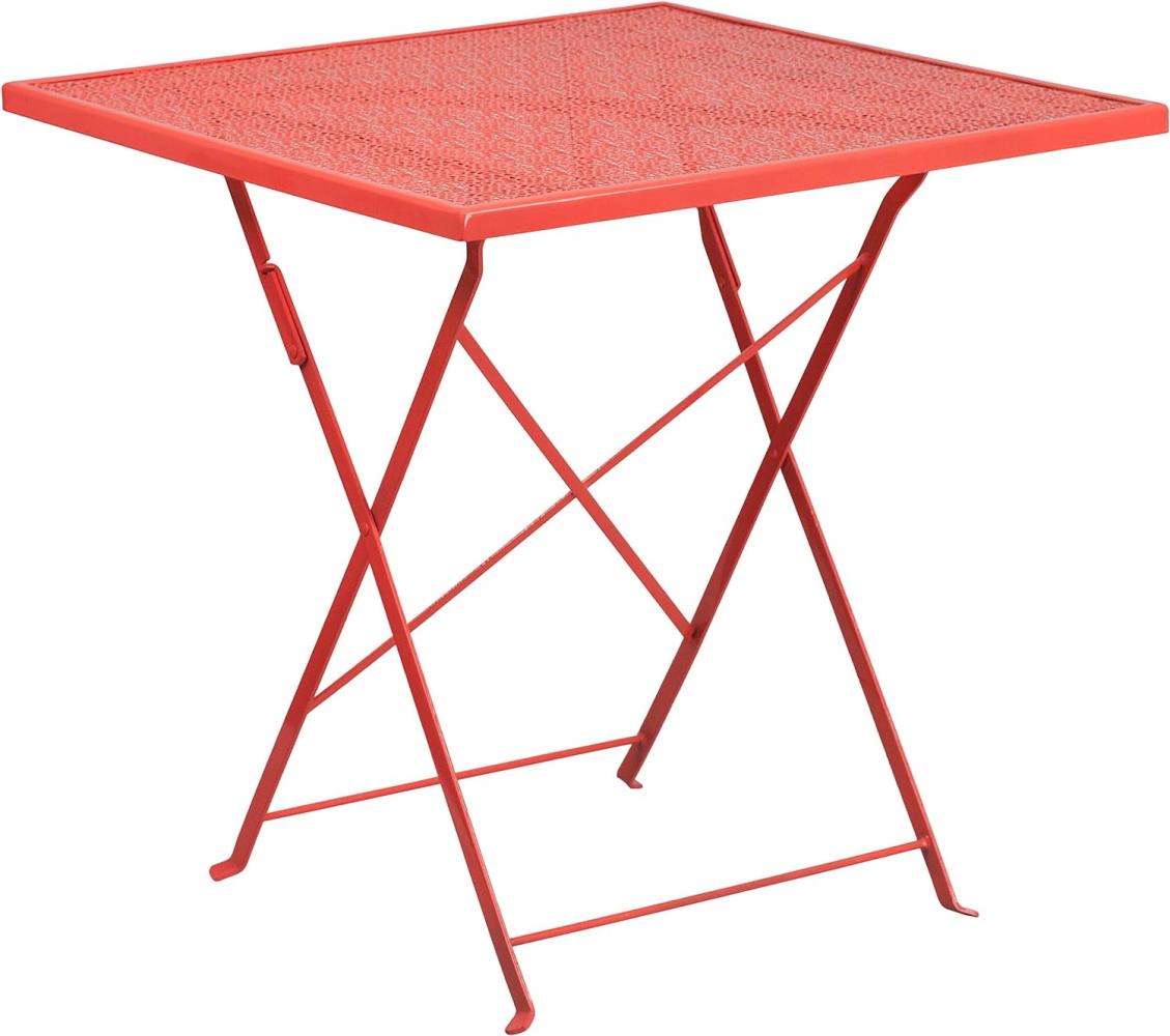 Flash Furniture Oia Klapptisch für den Innen- und Außenbereich, Stahl, 71,1 cm, quadratisch, Legierung, Koralle Bild 1