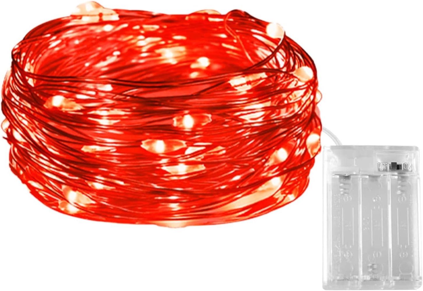 Dalugo Lichterkette Rot, 3m 30 LED Lichterkette Batterie Klein für Weihnachten, Schlafzimmer, Party, Hochzeit Bild 1