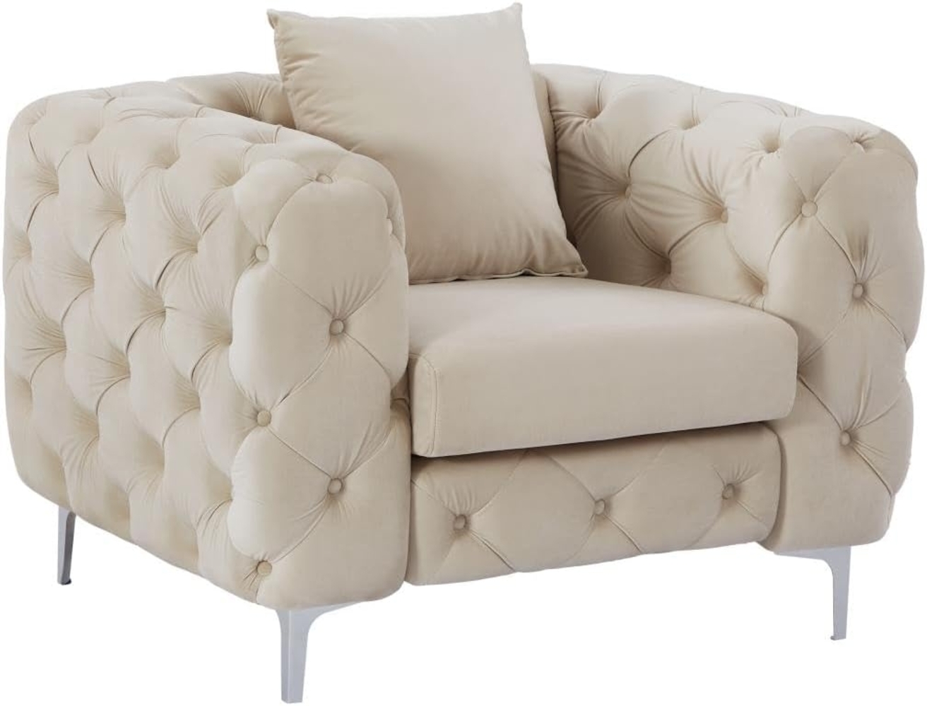 Vente-unique - Chesterfield-Sessel - Samt - Beige - EDWINA Bild 1