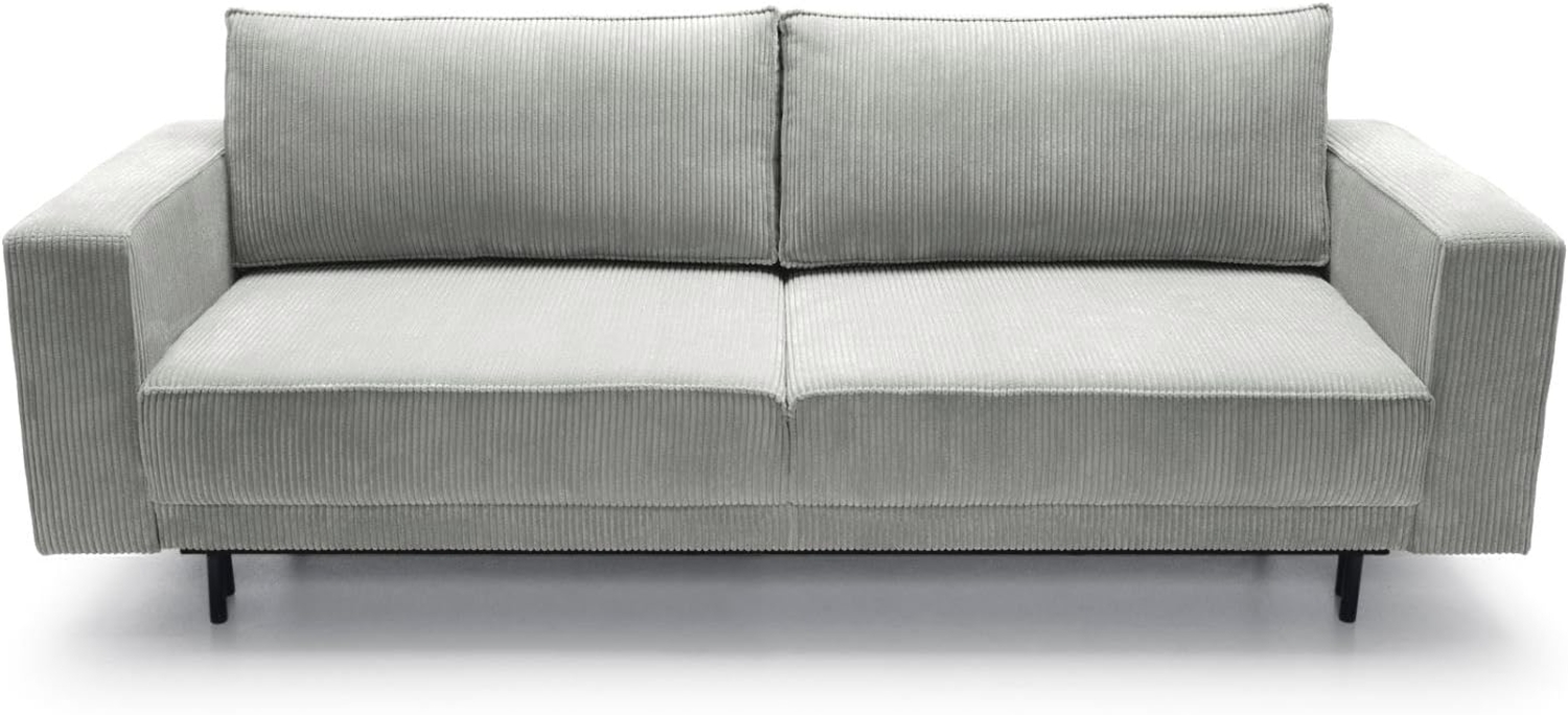 Sofa mit Schlaffunktion Rodario mit Bettkasten, Easy-Clean-Cordbezug in Hellgrau Bild 1